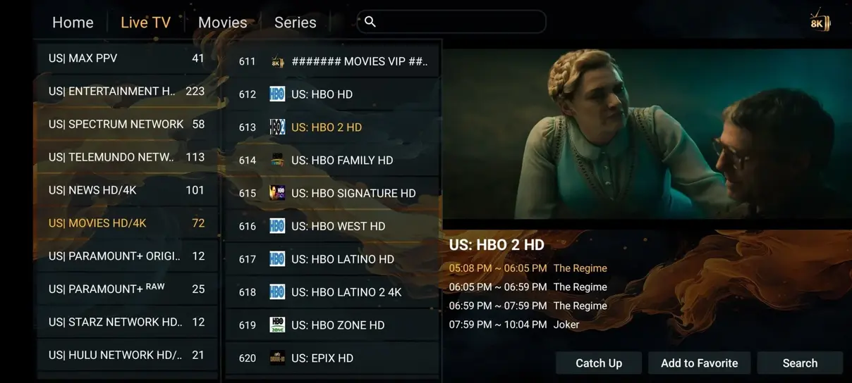 IPTV app p&aring; Samsung Smart TV gr&auml;nssnitt